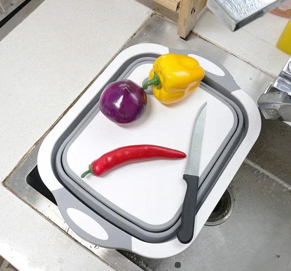 4-in-1 Multi-Board Kitchen Basket – Colander, Strainer & Cutting Tool