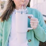 40oz Insulated Stainless Steel Tumbler with Handle & Straw