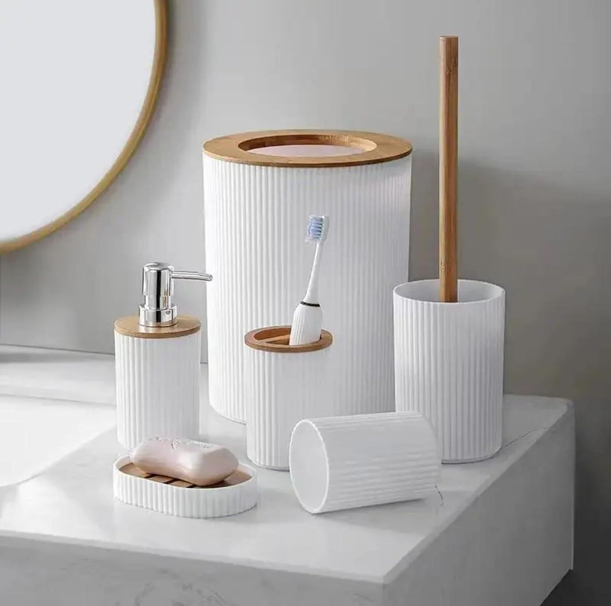 6-Piece Bathroom Accessories Set – Soap Dispenser, Holder & Toilet Brush