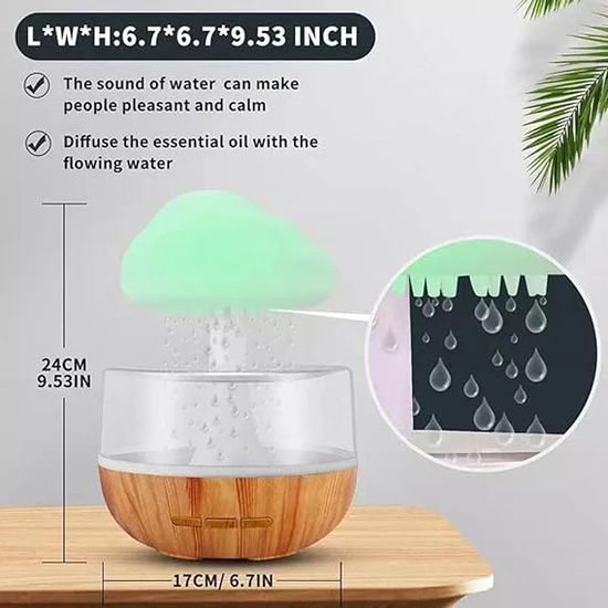 Cloud Rain Humidifier & Aroma Diffuser – LED Mist Maker for Home