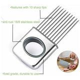 Stainless Steel Onion Holder & Vegetable Slicer – Safe Cutting Guide