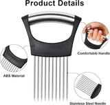 Stainless Steel Onion Holder & Vegetable Slicer – Cutting Guide