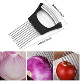 Stainless Steel Onion Holder & Vegetable Slicer – Cutting Guide