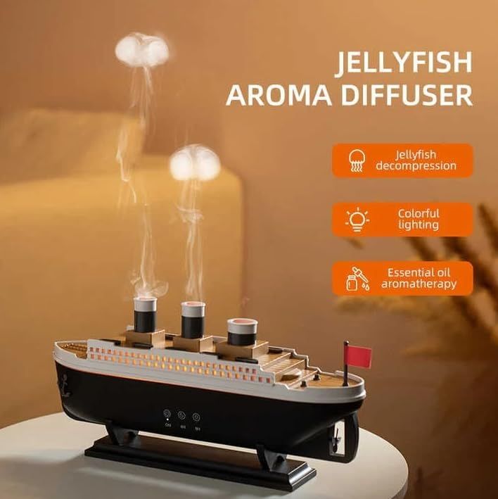 Titanic Steam Ship Humidifier & Aroma Diffuser – LED Ambient Mist Maker